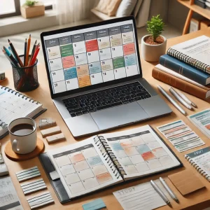 Organized study plan with focused time blocks for effective exam preparation.